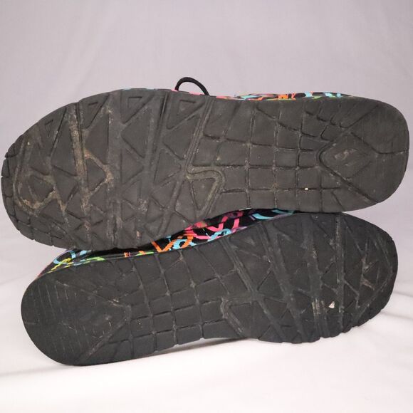 Skechers Black Rainbow Sneakers Women's Size 9 Hearts Love Multicolor - Picture 9 of 11